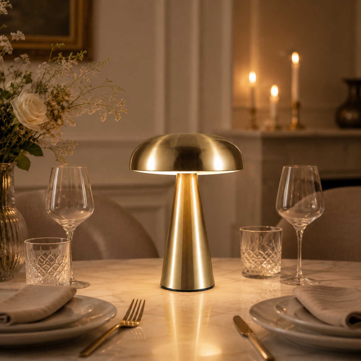 Milo gold table lamp dimensions showing 26 cm height and 15.5 cm shade width