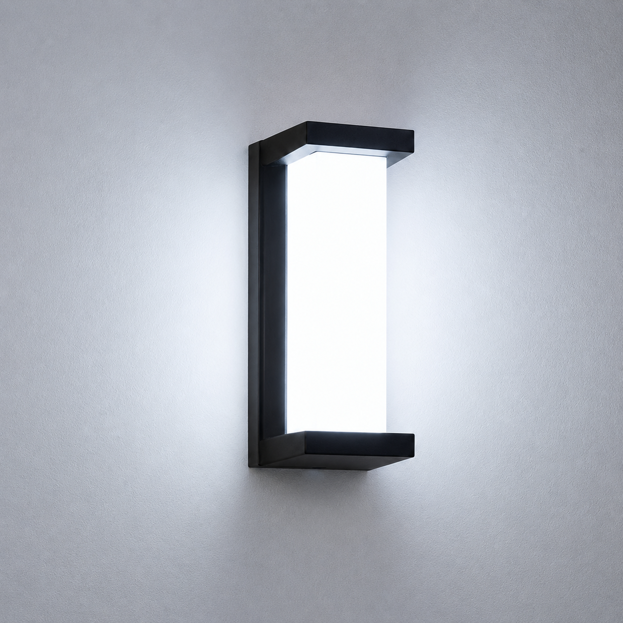 Ovara black outdoor wall light with cold white LED illumination