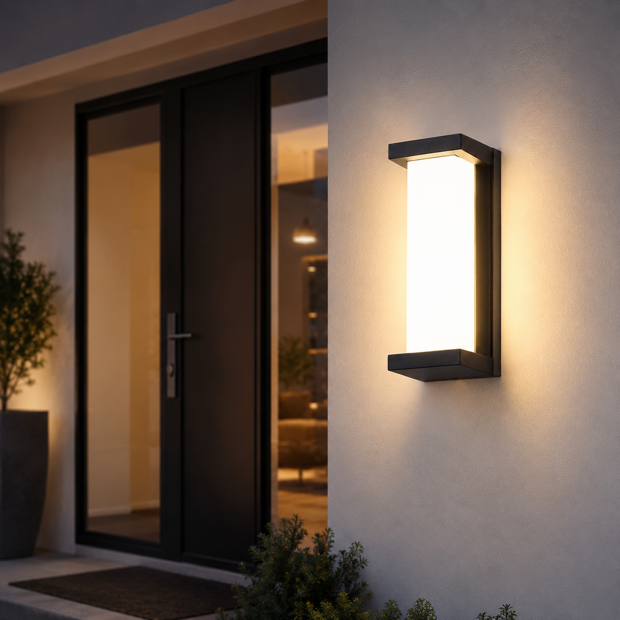 Ovara modern outdoor wall light installed beside a home entrance