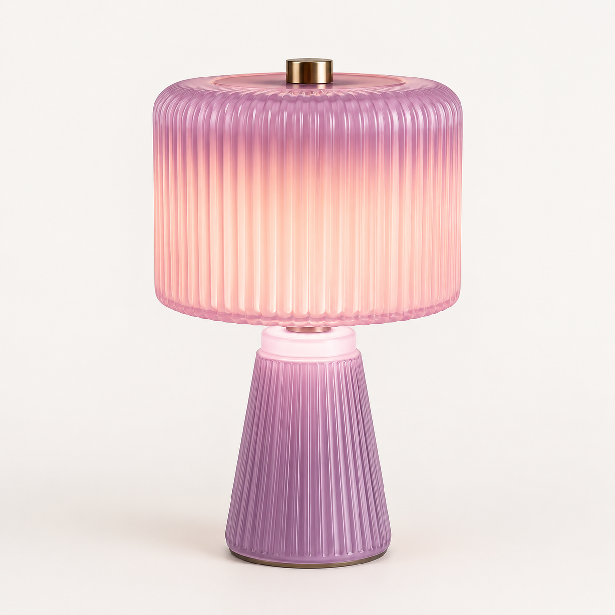 Modern stained glass table lamp styled in a warm and inviting interior space.