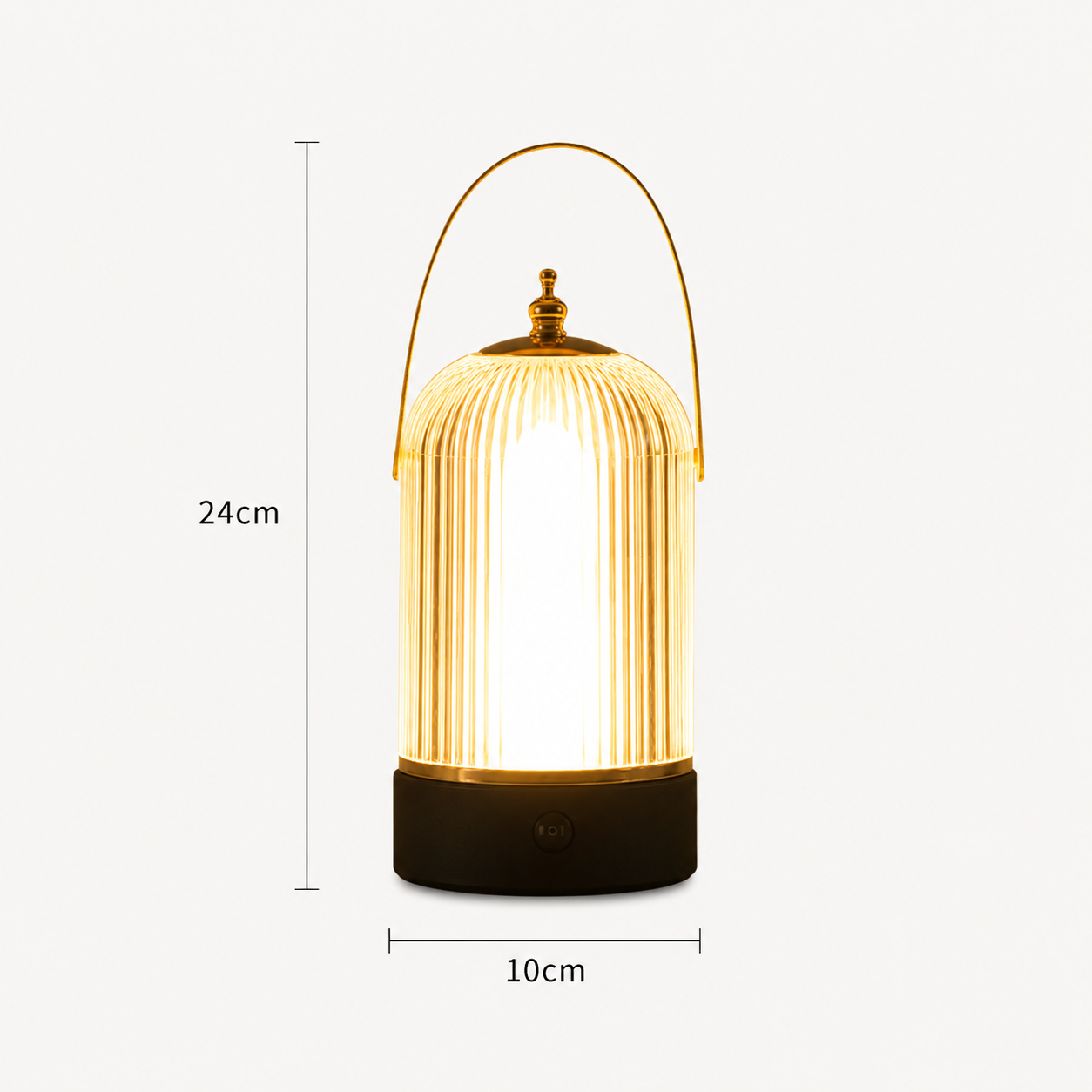 Vela Vintage Portable Table Lamp size guide showing 24 cm height and 10 cm width